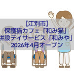 江別市の保護猫カフェ和みやで猫と触れ合う様子